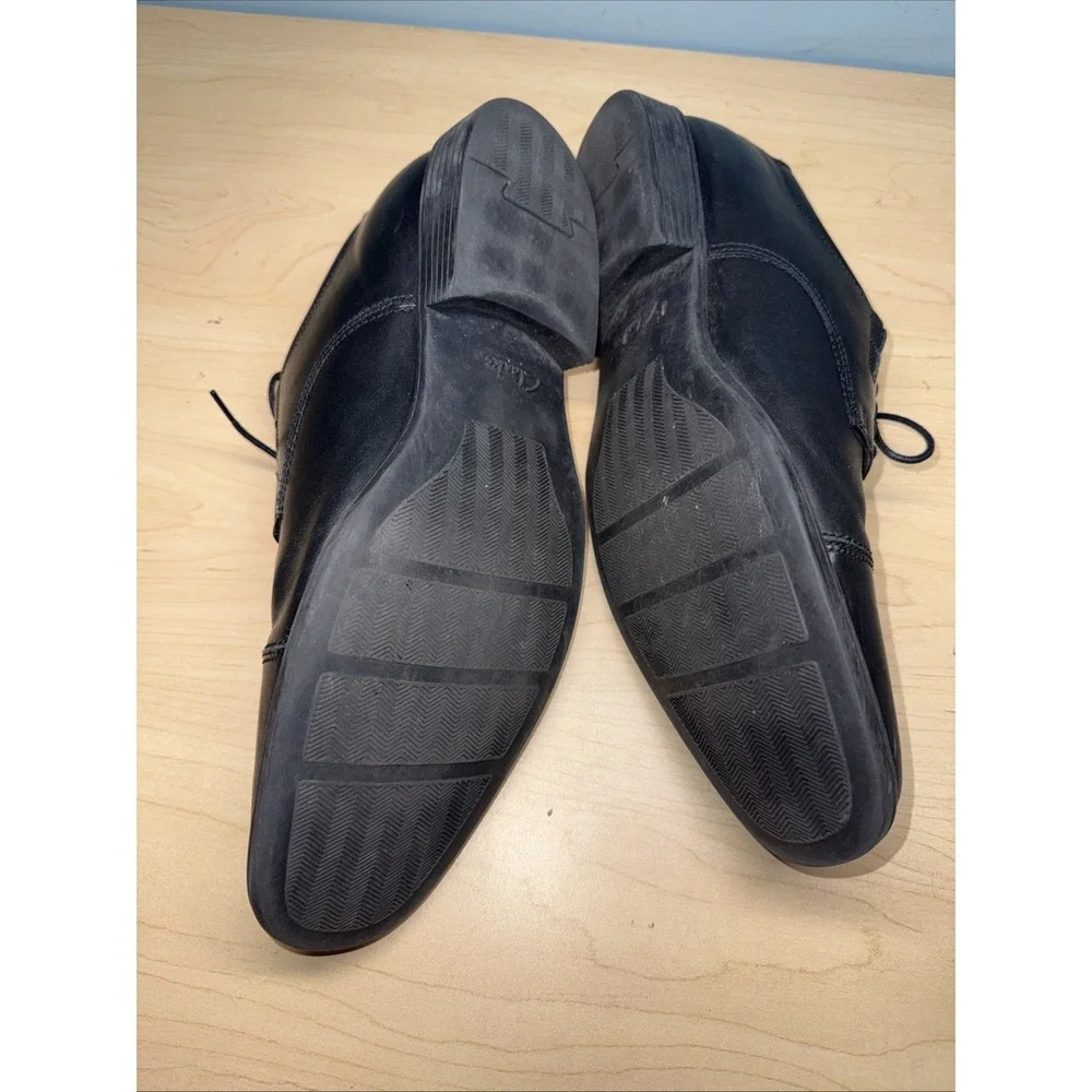 Clarks Mens Oxford Dress Shoes Black Leather Soft Cushion Lace Up 8m Perfect